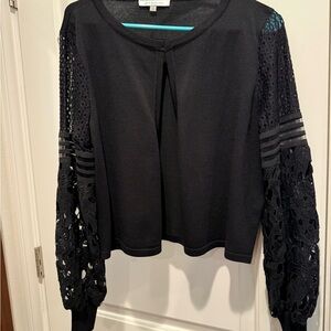 Ciani Milano  Black Crochet Sleeve Blouse